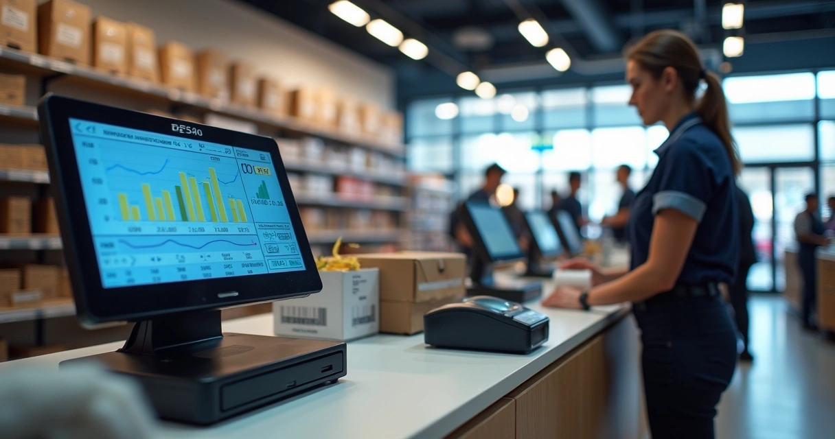 Pessoa usando sistema automatizado em caixa de supermercado 