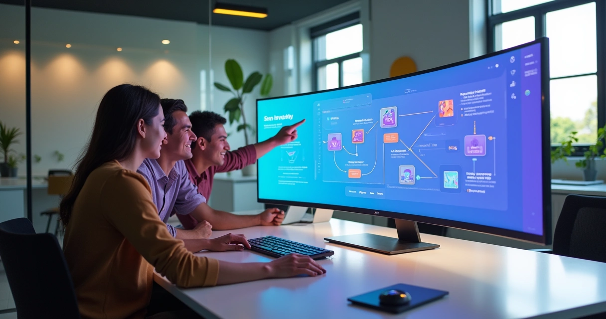Dashboard de vendas B2B com automações no-code destacadas em tela grande 