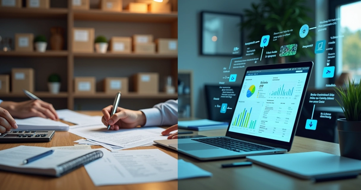 Comparação entre rotina manual em papel e processos automatizados em tela de computador em um escritório de pequena empresa 