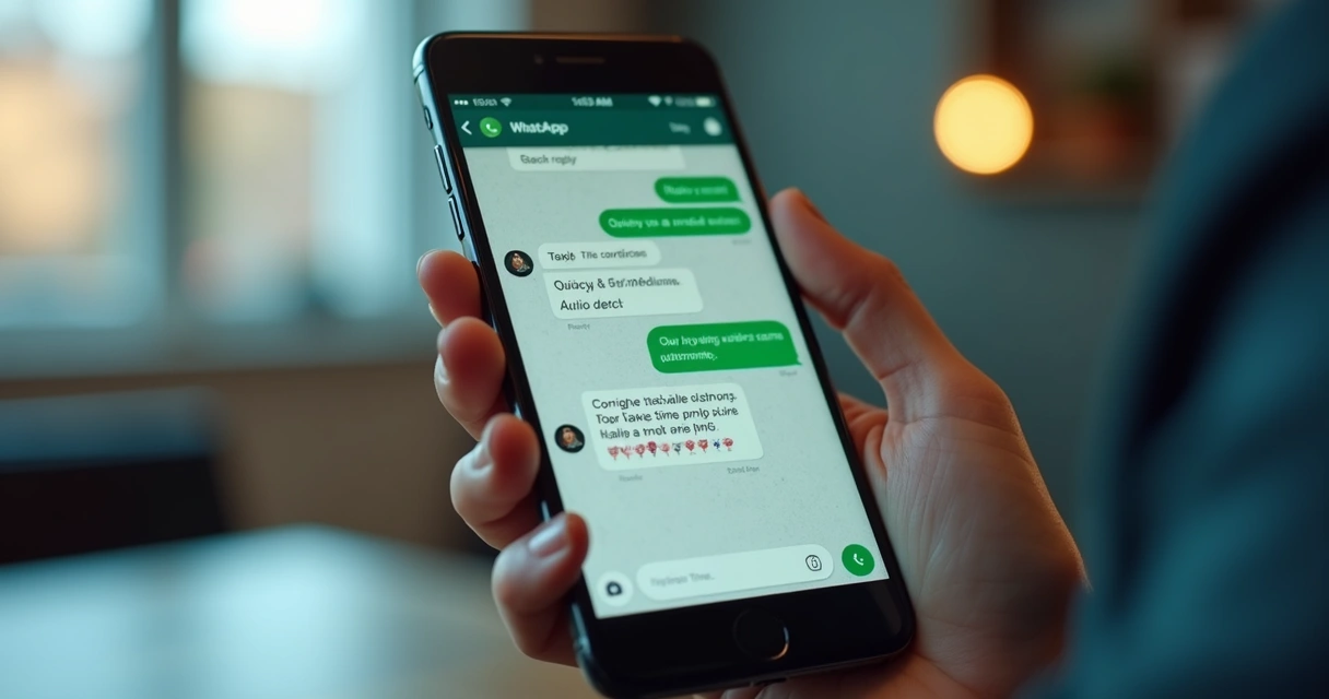 Tela de celular exibindo conversa automatizada no WhatsApp com interface limpa e moderna 