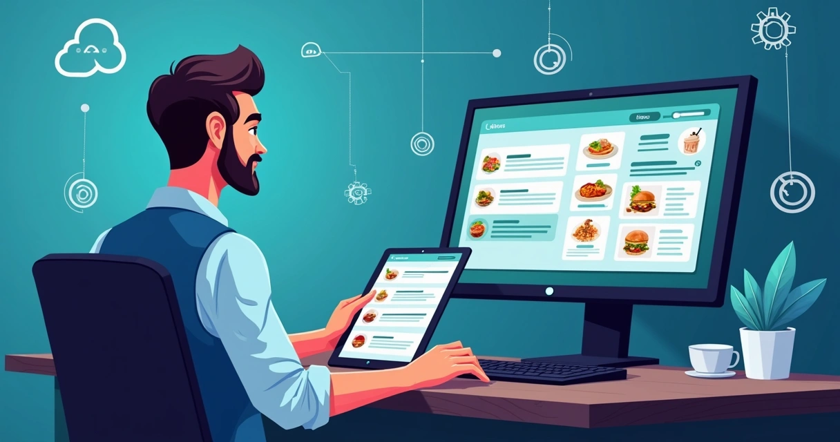 Pedido automatizado no WhatsApp exibido ao lado de cardápio digital 