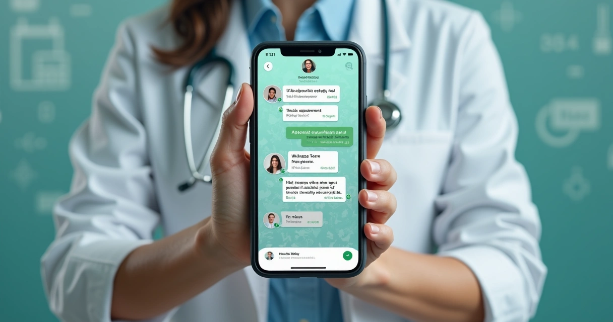 Conversa automatizada simulando agendamento médico via WhatsApp 