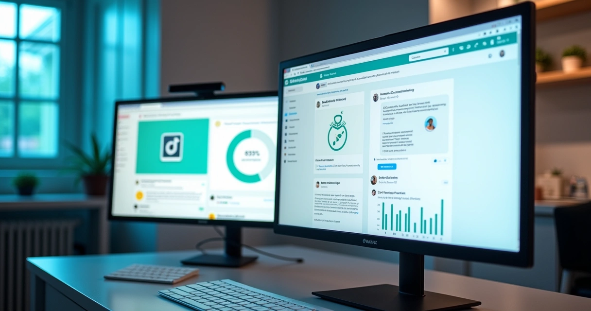 Tela de computador mostrando integração de leads do Instagram para WhatsApp e CRM odontológico