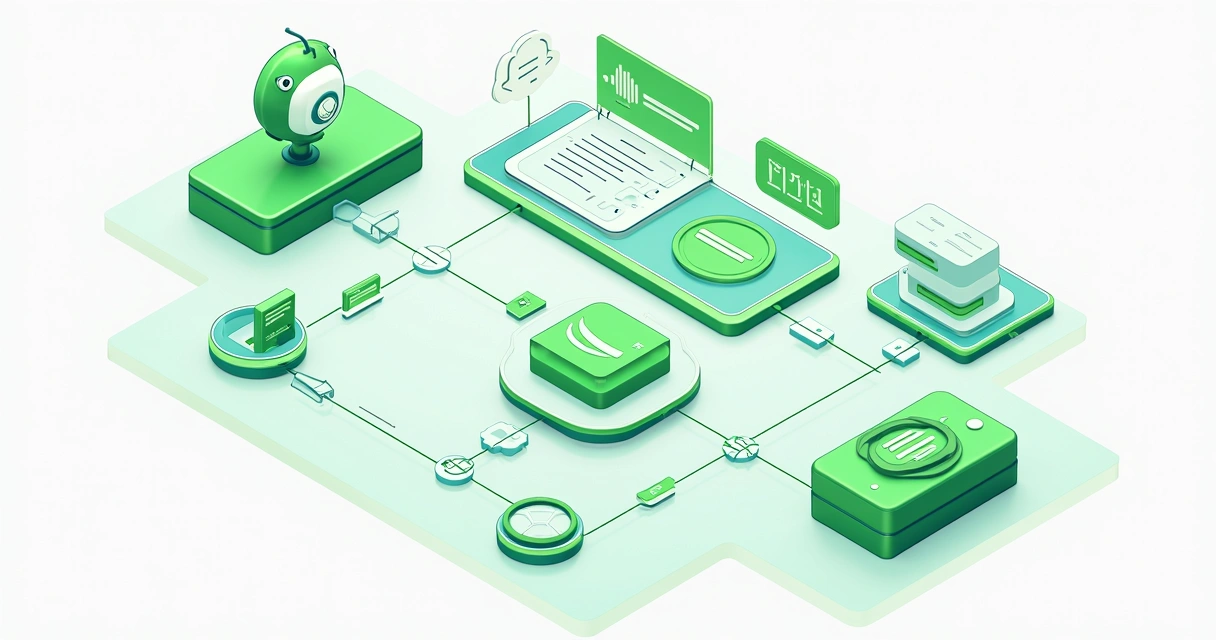 Fluxo visual de automação do WhatsApp com blocos e conexões 