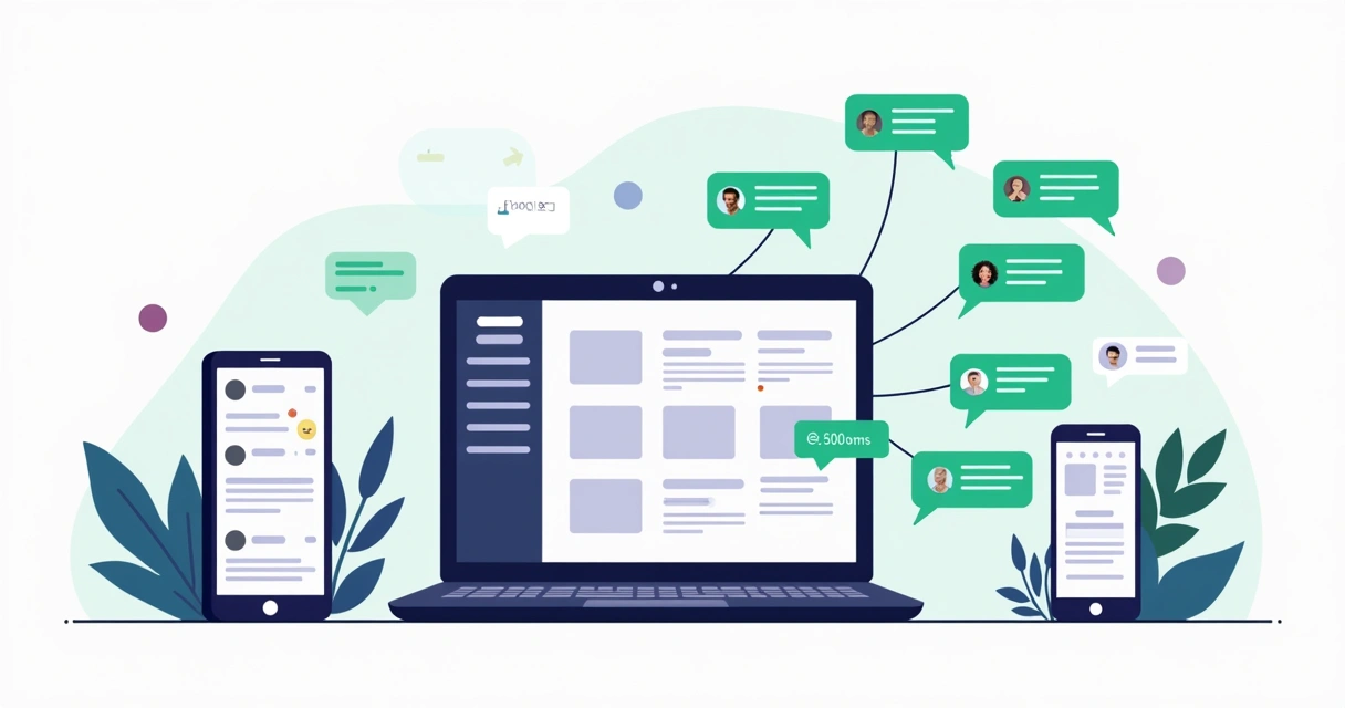 Ilustração de site do GreatPages conectado a automações pelo WhatsApp 