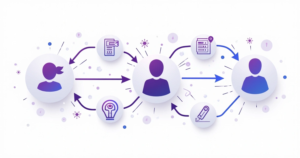 Workflow diagram with automated connections between partner management, lead sharing, and commission systems. 
