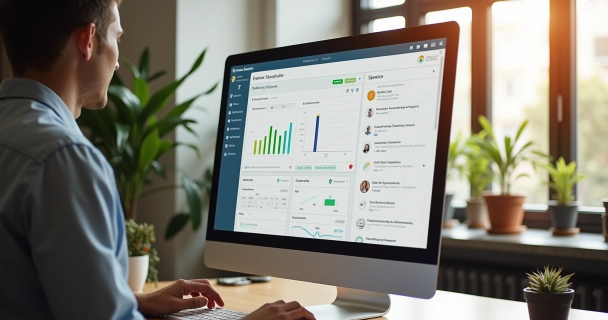 Automation dashboard displayed on office screen 