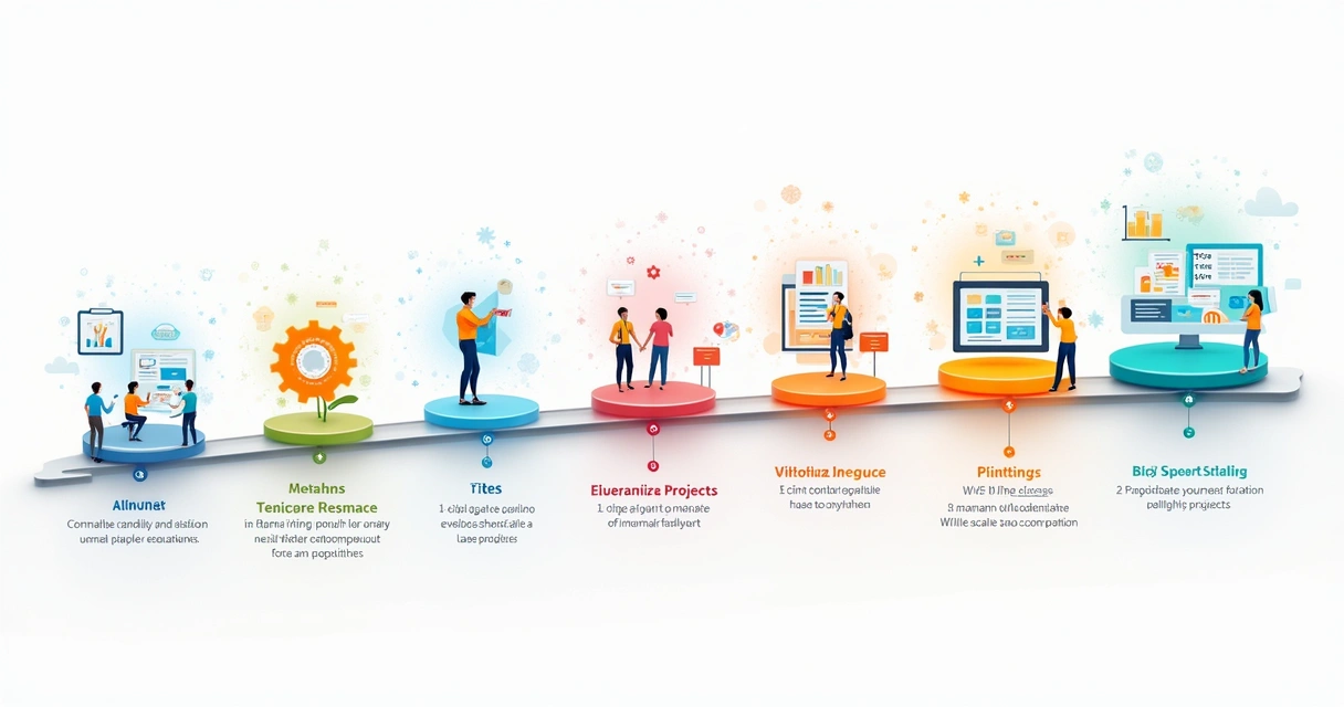 Roadmap illustration showing SME automation steps with icons 