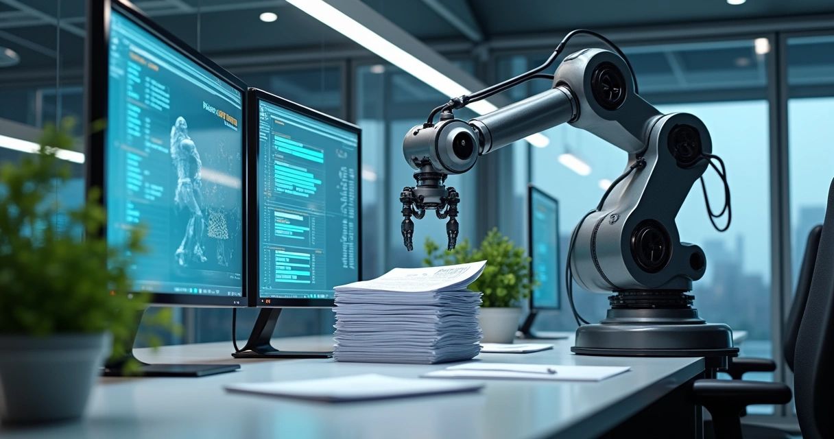Robotic arm automating XML data management process 