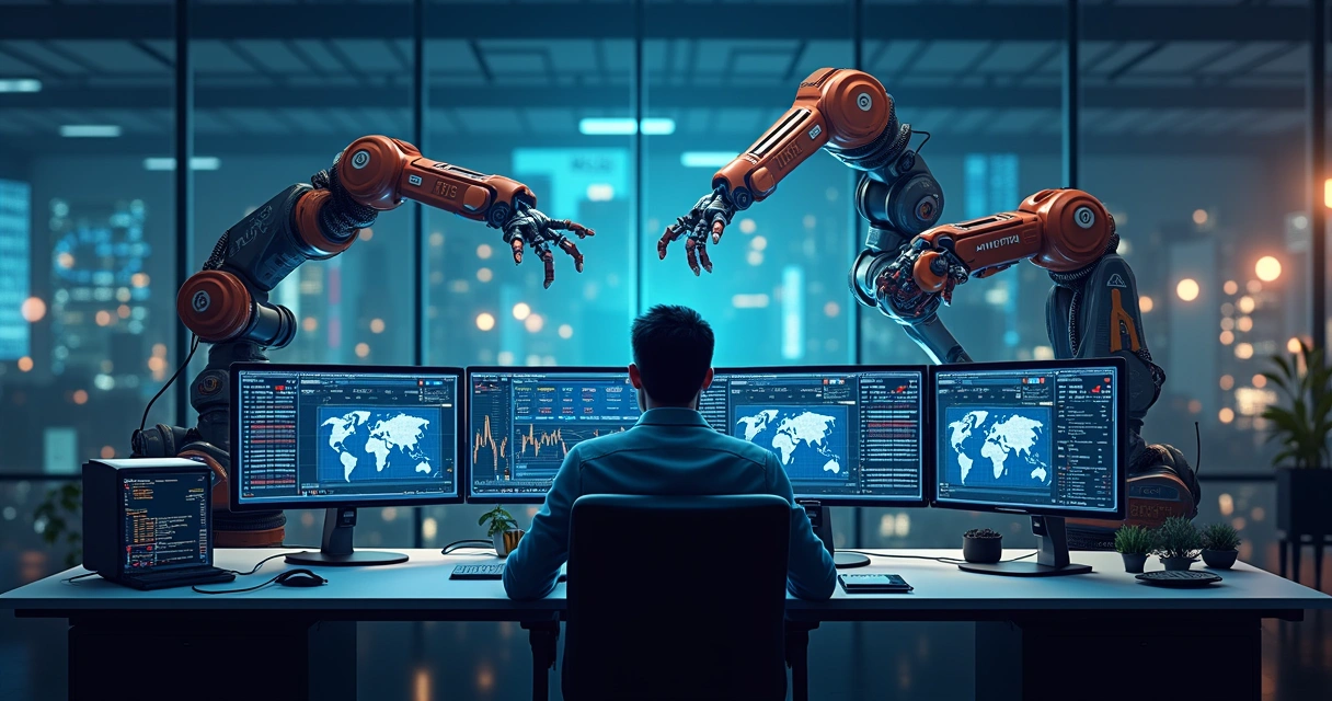 Robô simulando trading em diversas bolsas internacionais 