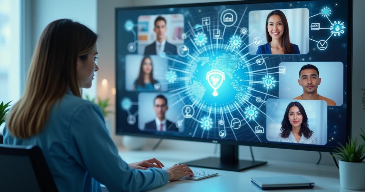 Fluxo automatizado de atendimento mostrando interação entre terapeuta e clientes em tela digital 