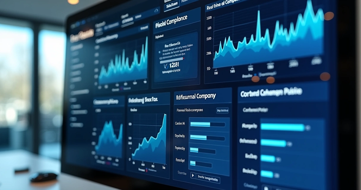 Dashboard digital mostrando compliance fiscal 