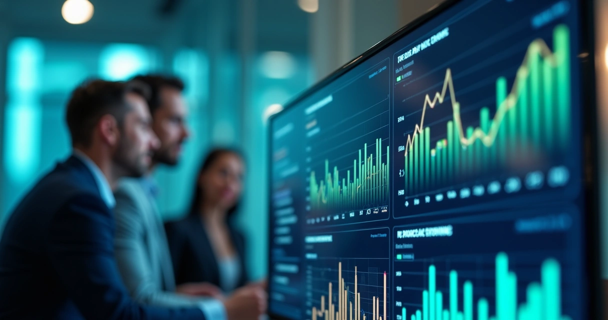 Painel digital mostrando automação de processos financeiros 