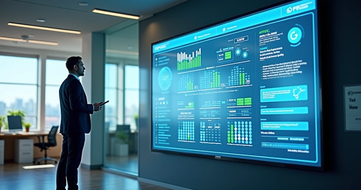 Contador observa monitor automatizando o SPED Fiscal com gráficos e progresso 