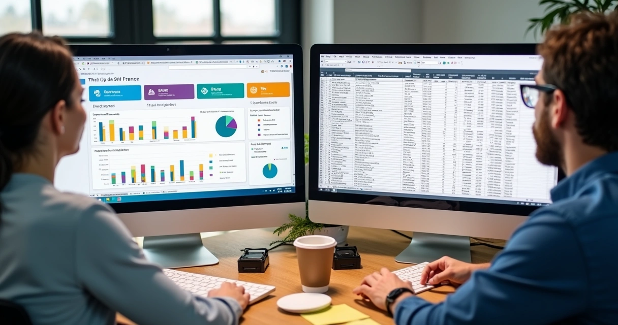 Painel com automações de CRM e planilhas lado a lado