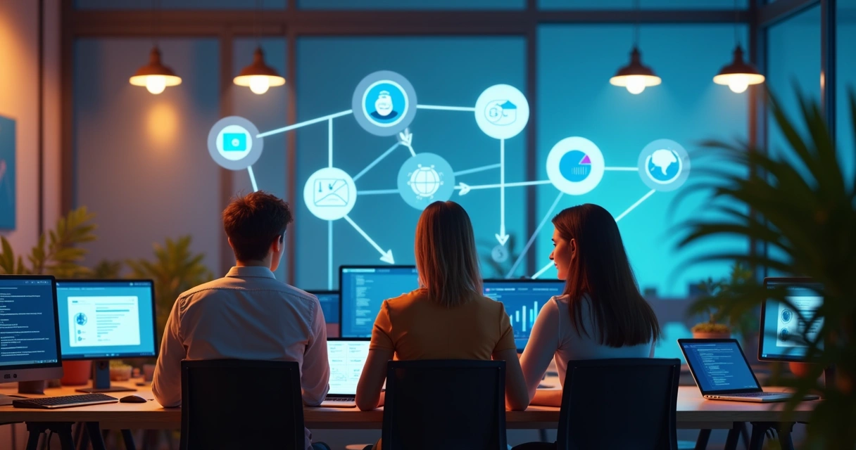 Equipe de vendas recebendo leads automaticamente em seus notebooks 