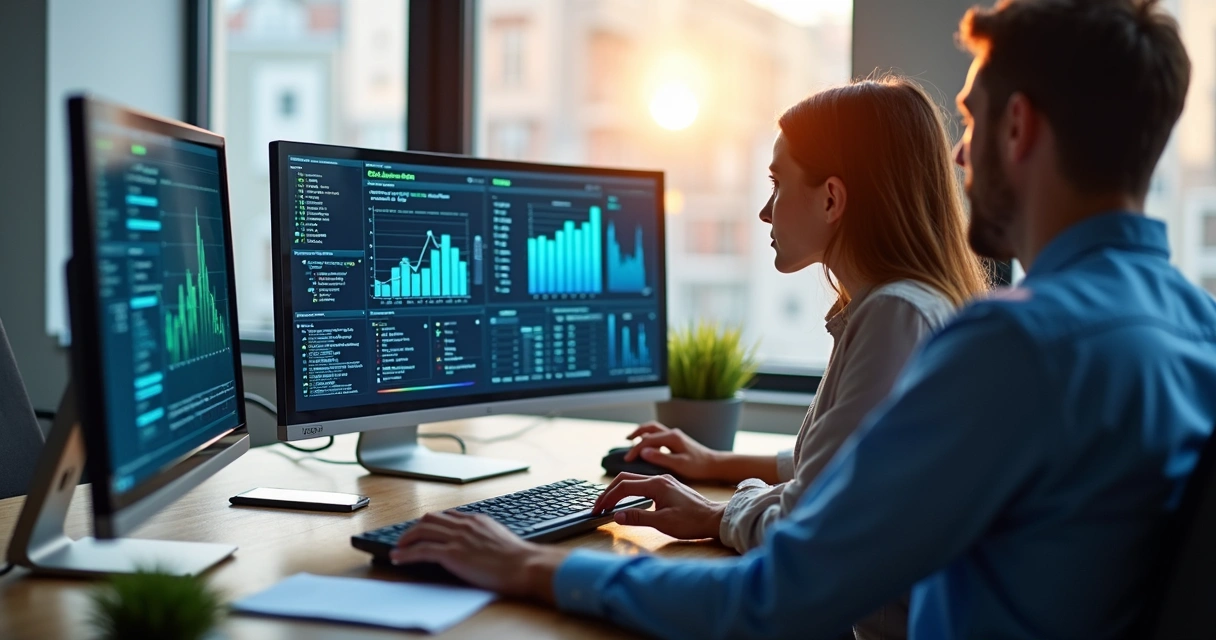 Equipe contábil utilizando ferramenta de automação EFD-Reinf 