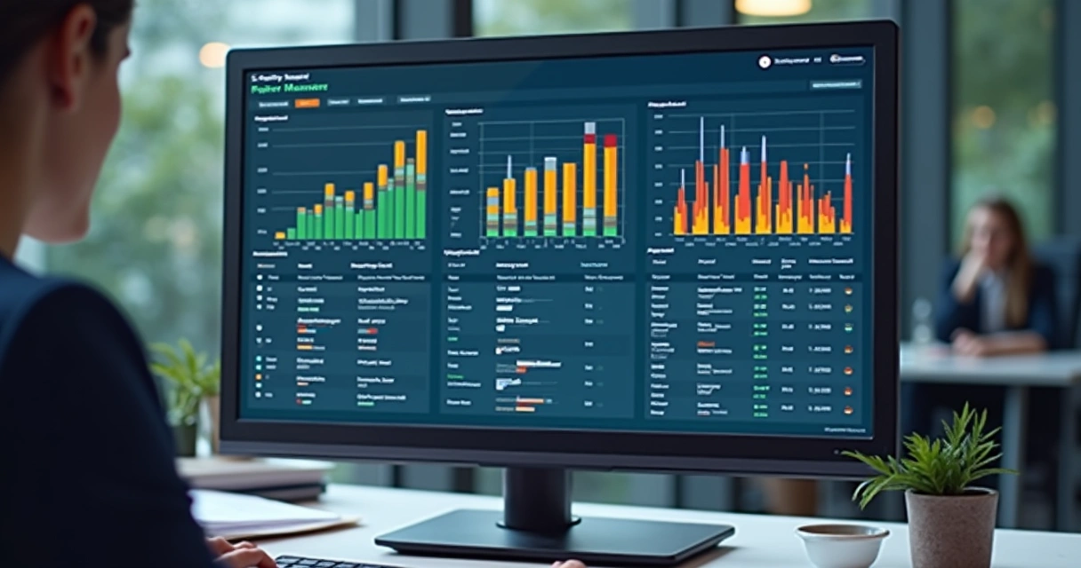 Painel digital de fluxo de caixa mostrando cobranças automatizadas e lembretes 