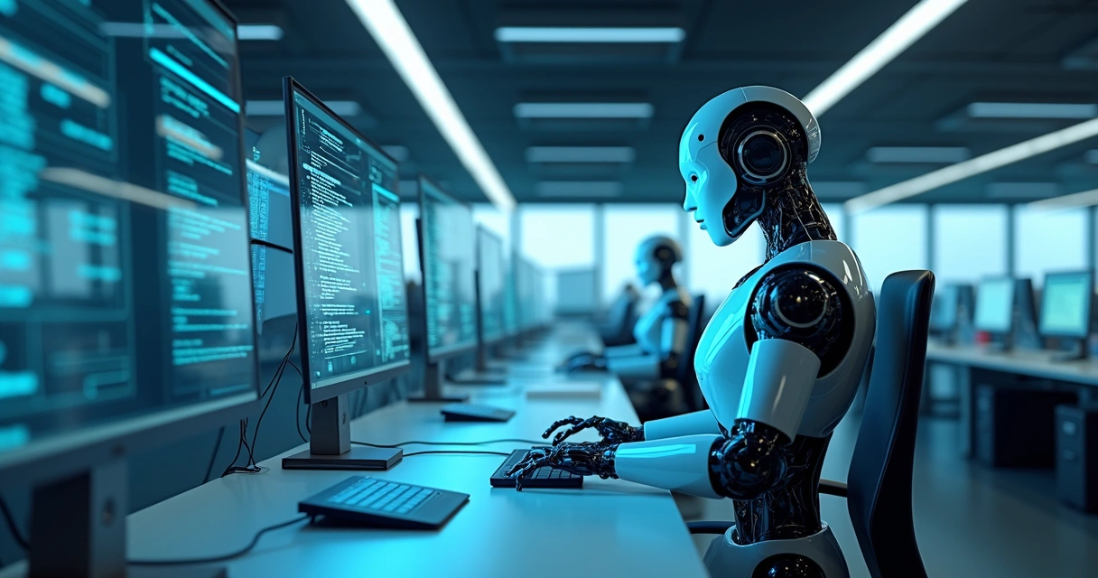 Robôs digitais automatizando processos empresariais