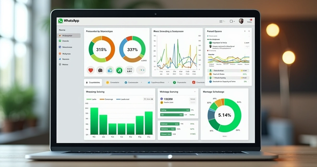Painel de automação de marketing para WhatsApp com gráficos 
