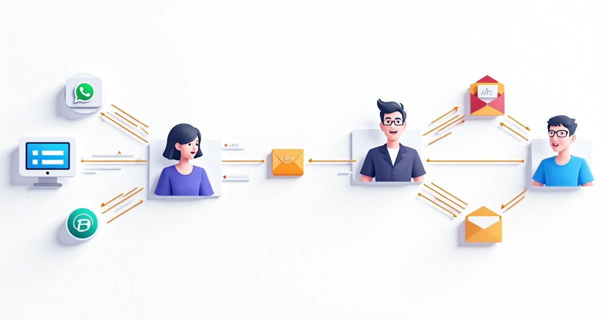 Fluxo automatizado de envio de mensagens do CRM para clientes pelos canais integrados. 