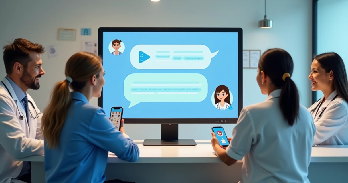 Representação de uma clínica de saúde com atendimento automatizado usando chatbot