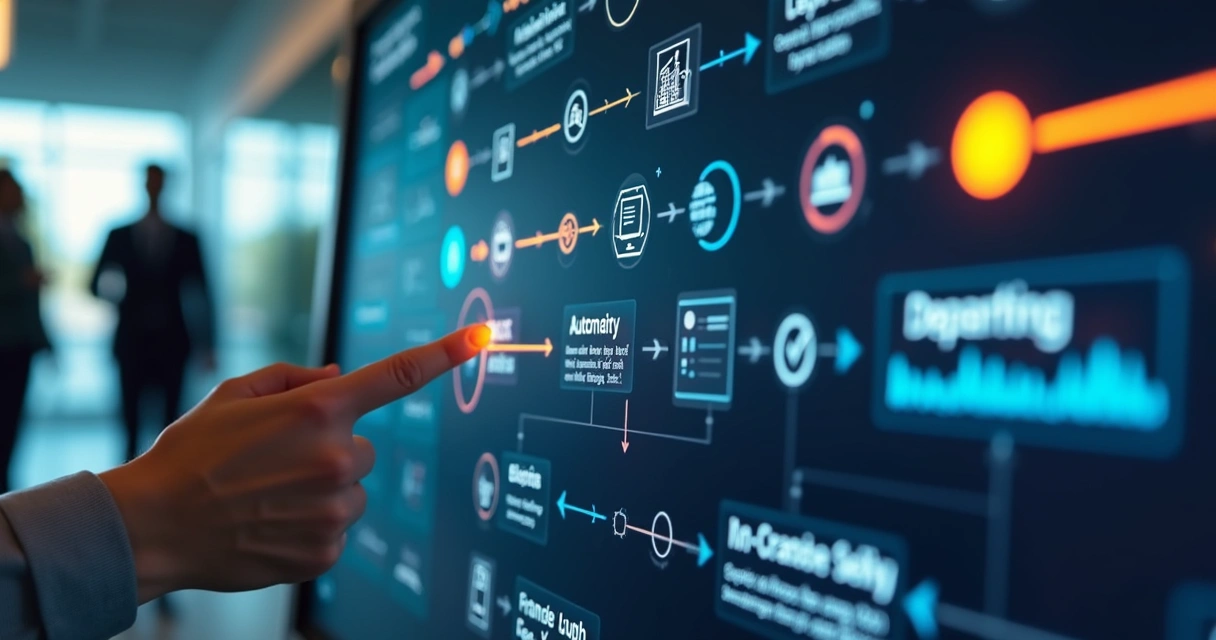 Fluxo digital mostrando automação de processos de compras