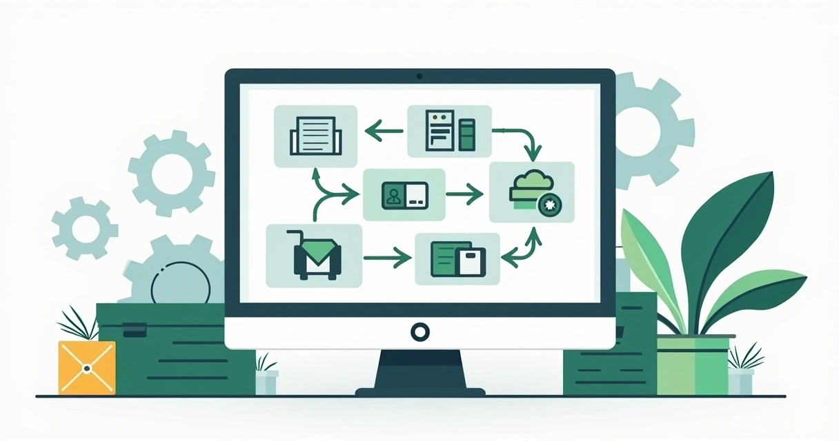Painel digital exibindo automação do fluxo de pedidos em e-commerce.