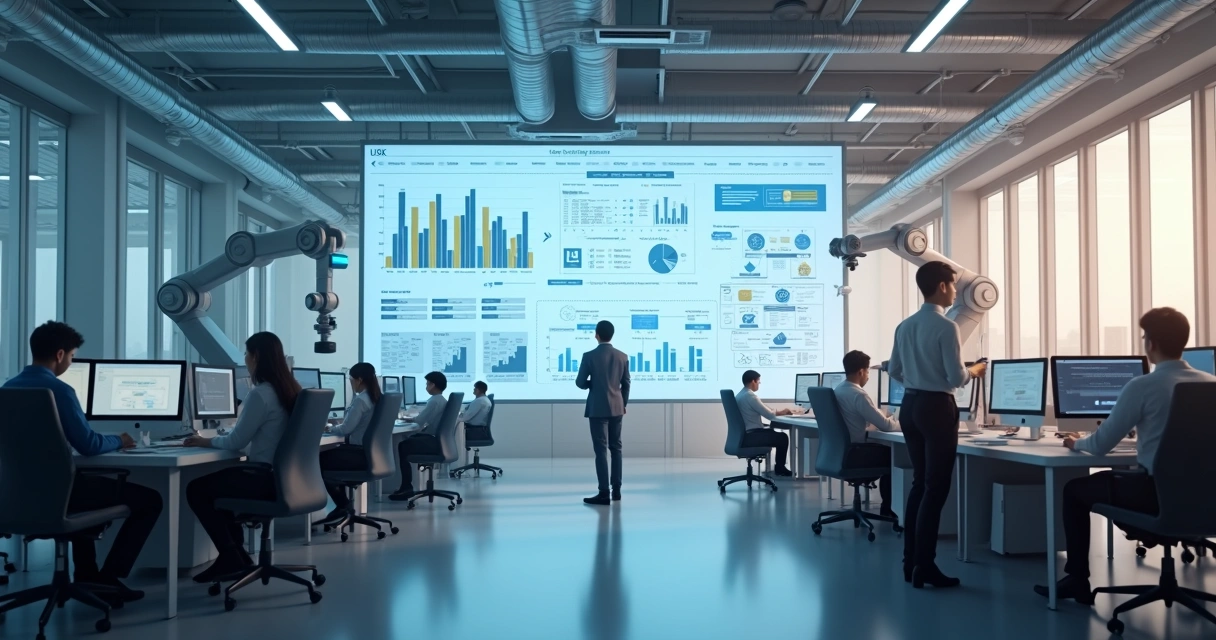 Ilustração de automação em processos administrativos de uma empresa 