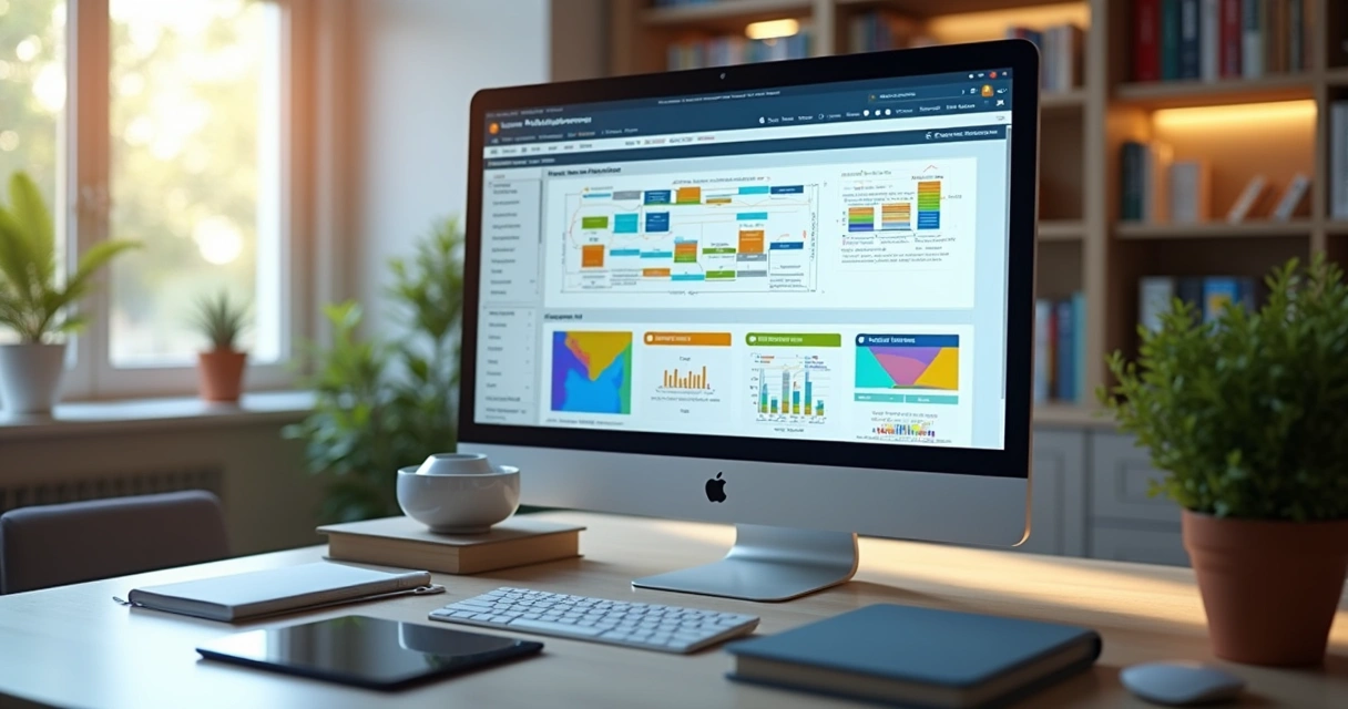 Tela de computador exibindo automação de processos escolares 
