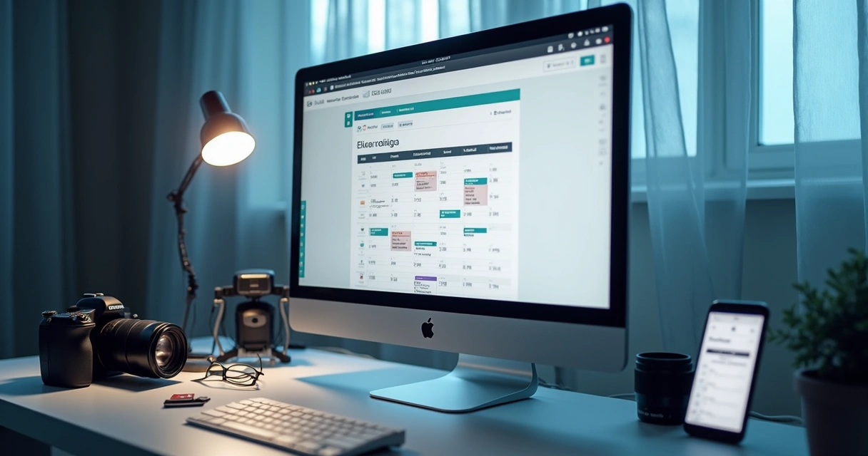 Tela de computador com aplicativo de organização e celular com notificações de agenda 