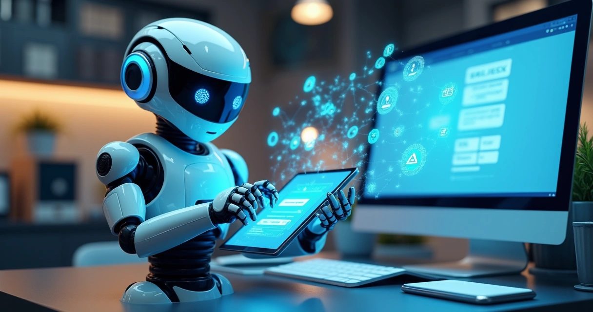 Processo de automação no omnichannel com robô e dispositivos 