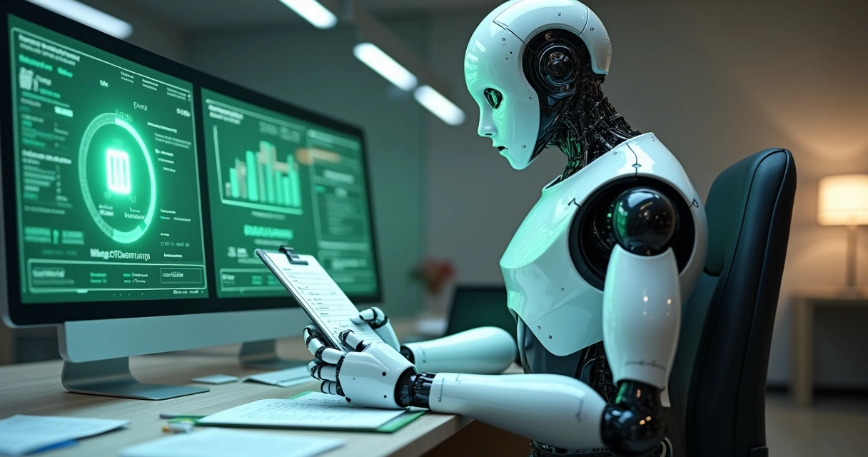 Robô financeiro automatizando pagamentos de contas empresariais 