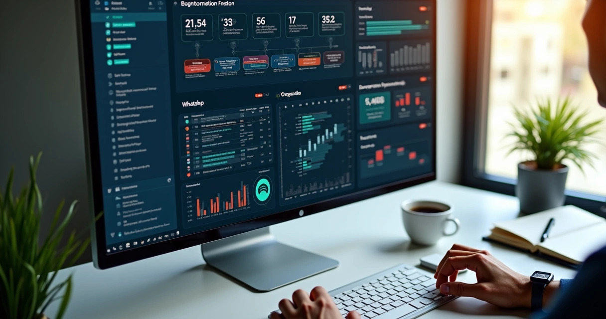 Panel mostrando automatización de tareas en CRM para WhatsApp con flujos y estadísticas 