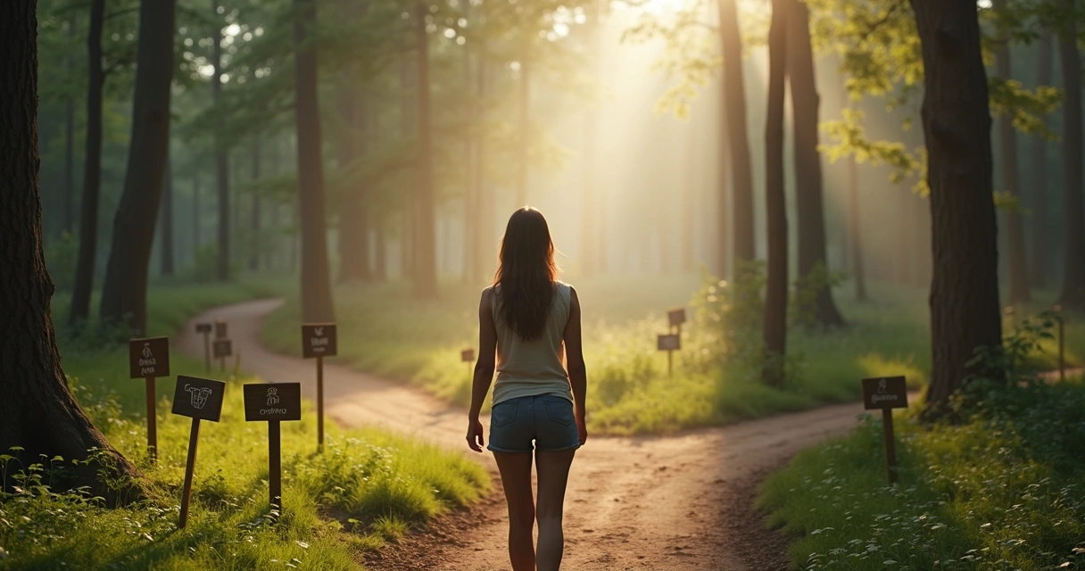 Pessoa de pé diante de vários caminhos diferentes 