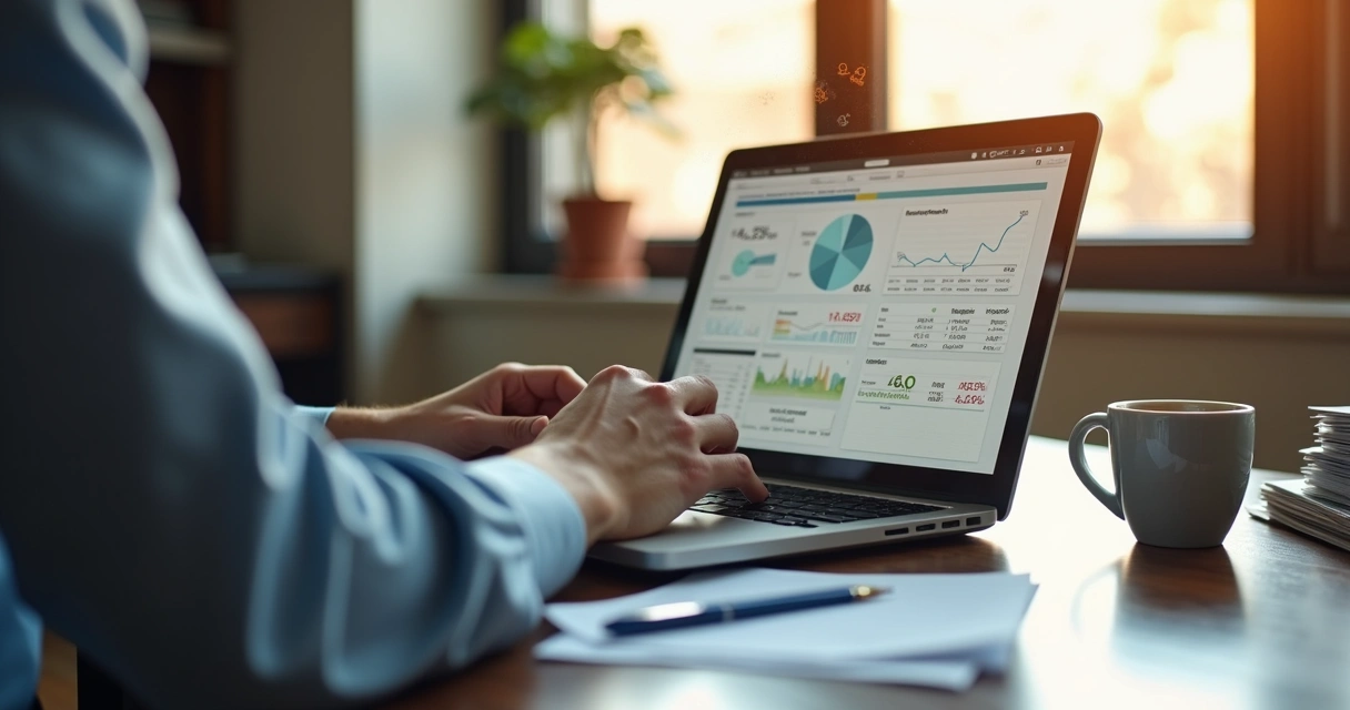 Gestor imobiliário usando plataforma digital para cálculo do aluguel 