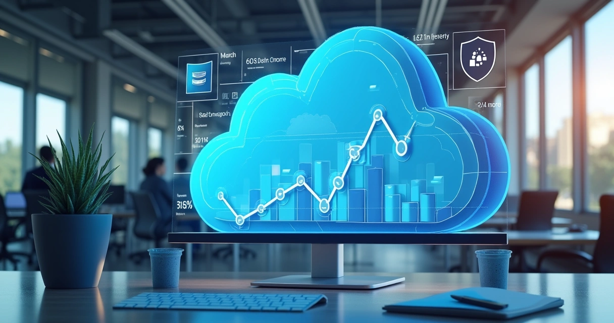 Painel de gerenciamento de hospedagem MySQL destacando autonomia e baixo custo 