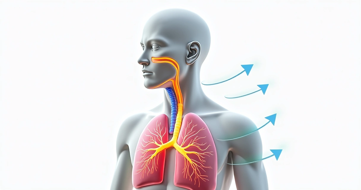 Diagram showing the autonomic breathing process controlled by the nervous system 