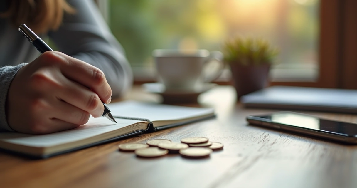 Pessoa anotando reflexões sobre dinheiro