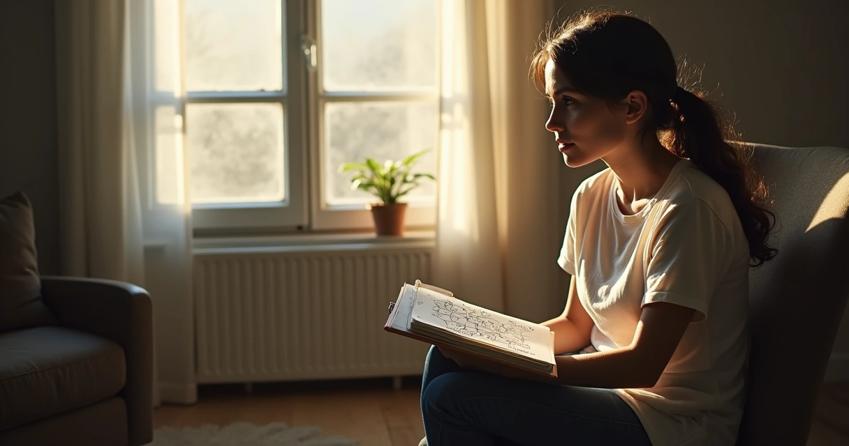 Pessoa refletindo e observando seus próprios pensamentos