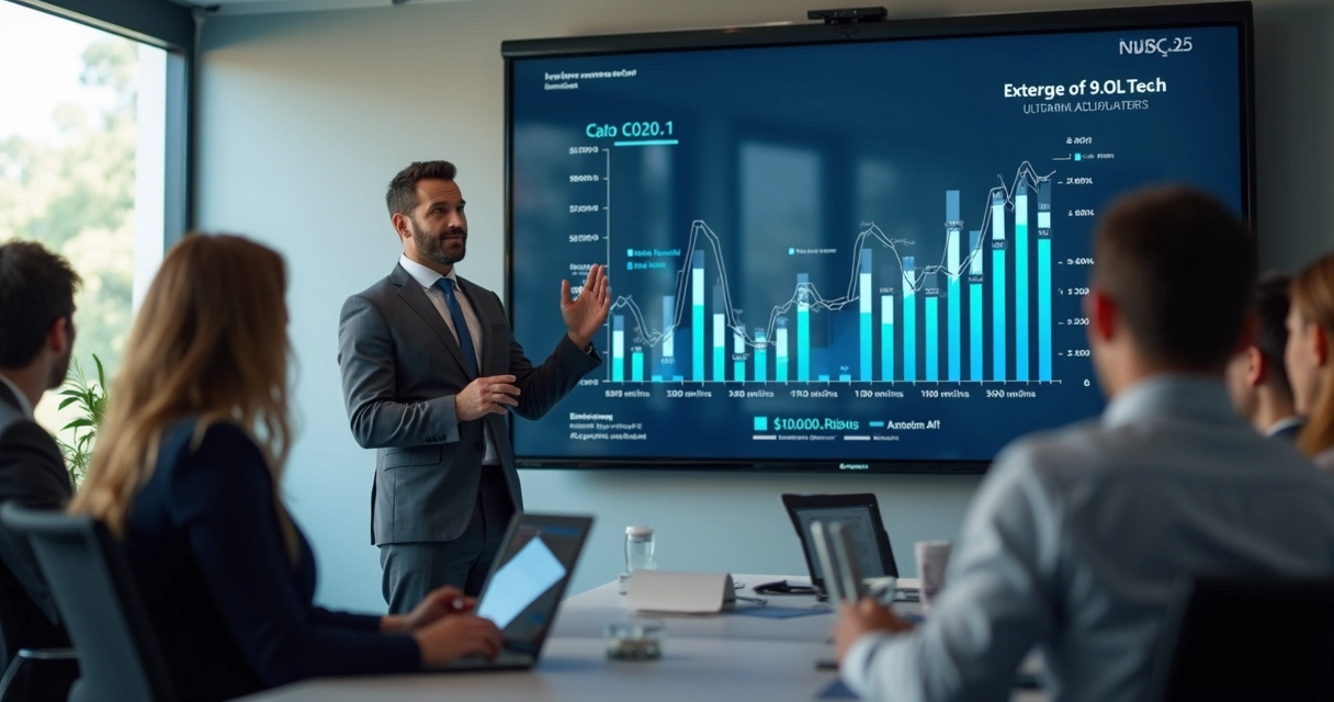 Profissional transmitindo confiança em apresentação 