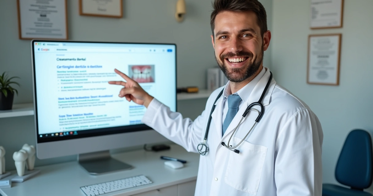 Dentista mostra autoridade digital ao apresentar site ranqueando para clareamento dental. 