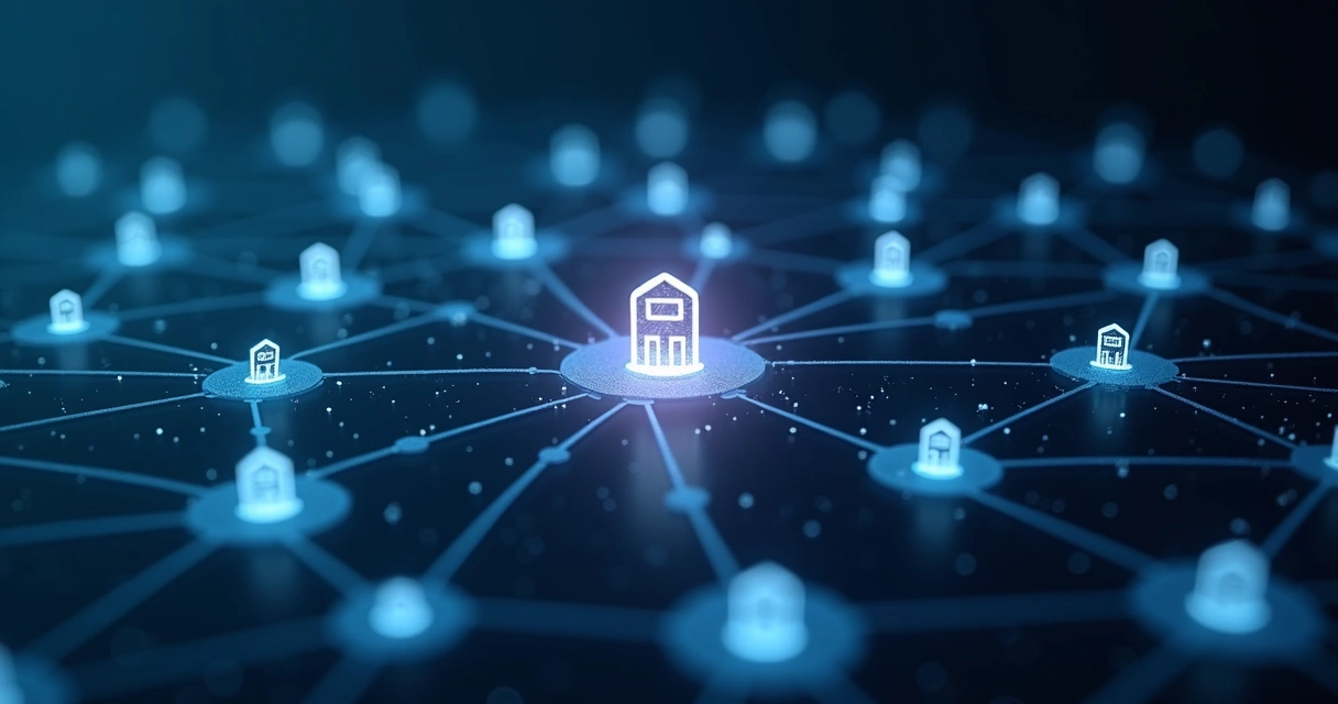 Rede de sites conectados via links formando autoridade online 