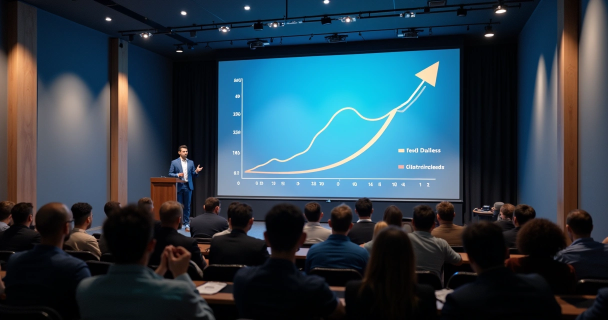 Profissional transmitindo autoridade em palestra corporativa após sucesso no LinkedIn 