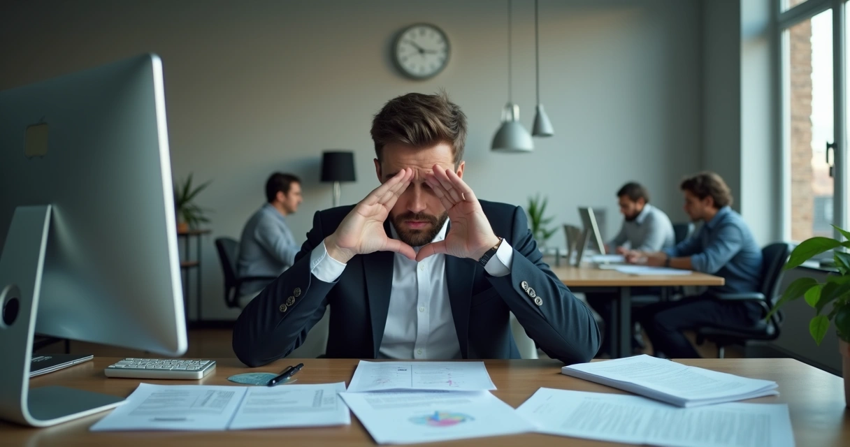 Persona deteniendo su propio avance en una oficina 