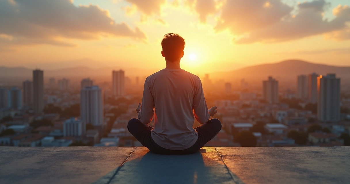 Pessoa em reflexão diante da cidade simbolizando autovalidação e impacto social 