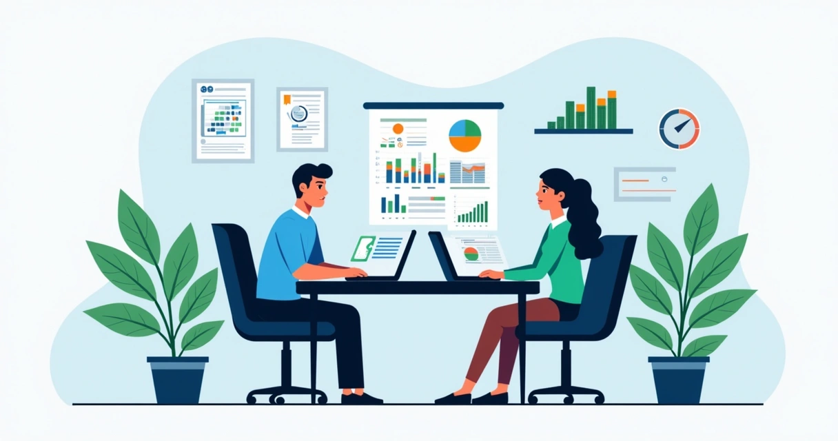 Gestor conversando com colaborador sobre resultados de treinamento