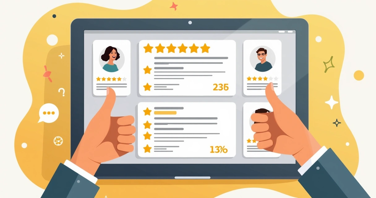 Clientes avaliando produtos em catálogo digital com estrelas 