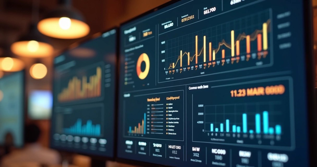 Dashboard digital com gráficos de vendas de combos 
