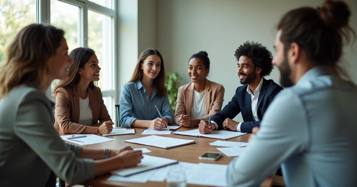 Seleção de candidatos em entrevista de trabalho em ambiente corporativo 
